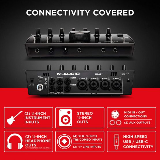 M-Audio AIR 192|14 - 8-In/4-Out USB Audio / MIDI Interface with Recording Software from Pro-Tools and Ableton Live, Plus Studio-Grade FX and Virtual Instruments - Image 3