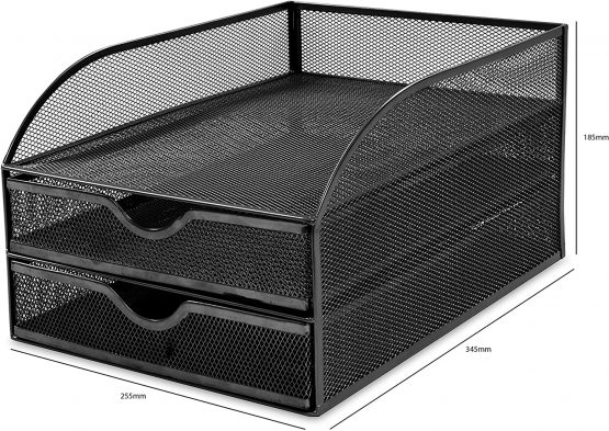 OSCO Wiremesh 2 Drawer Papersorter - Black - Image 3