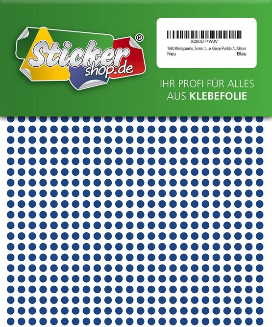 1440, 5 mm, blue, PVC, Weatherproof, CODING DOTS CIRCLES DOTS Sticker
