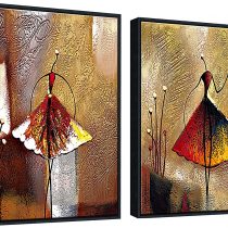 Wieco Art Black Framed Ballet Dancers 2 Pieces Modern Decorative Artwork 100% Hand Painted Abstract Oil paintings on Canvas Wall Art for Home Bedroom Decorations AB2107-UK-BF