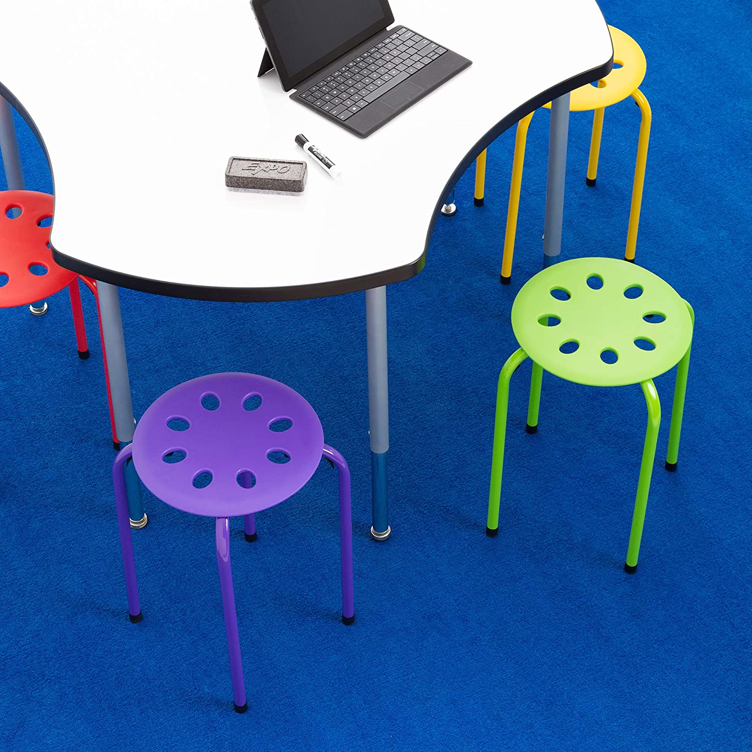 Norwood Commercial Furniture Colorful Plastic Stacking Stools for Kids Teens, and Adults- Assorted Colors (Pack of 5) - Image 2