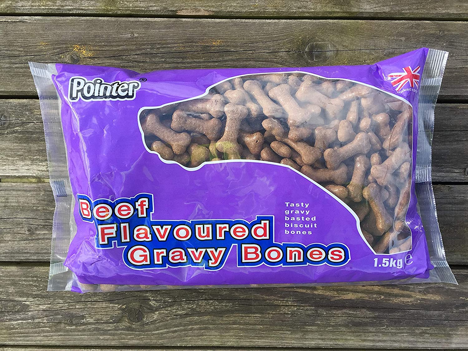 Pointer - Beef Flavoured Gravy Bones, Beefy Dog Treats, Tasty Gravy Dog Bones, 1.5kg, Brown, 1.5 kg (Pack of 1)