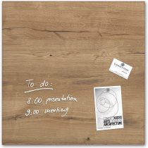 sigel GL254 Magnetic Glass Board / Magnetic Pinboard, 48 x 48 cm, design Natural Wood - Artverum