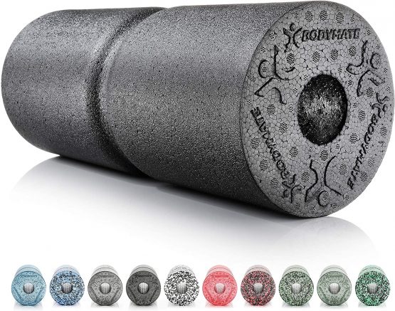 BODYMATE CARE Medium Hard Foam Roller 35 x 14 cm for Spine Relief + free E-Book
