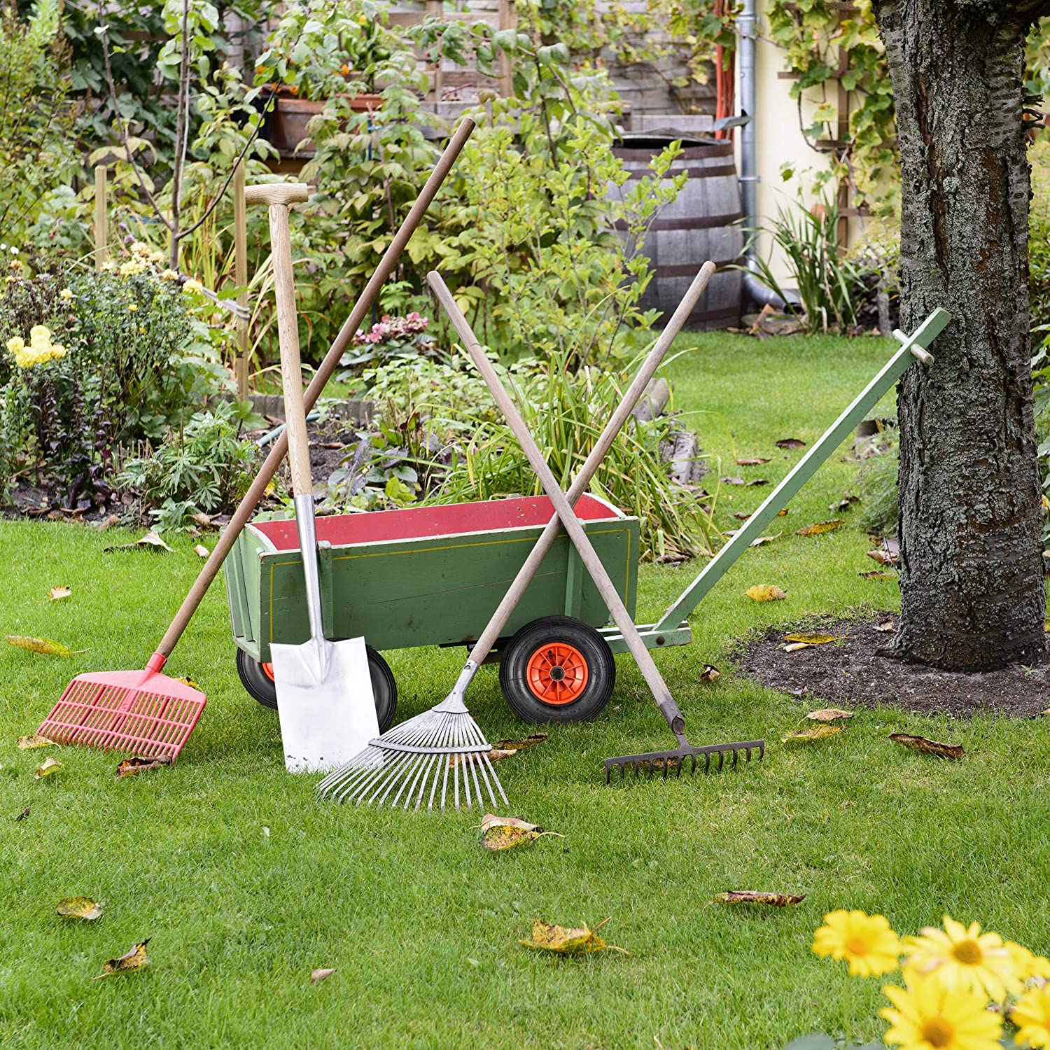 Relaxdays Wheelbarrow Tyre, 4.00-6, Plastic Rim, Pneumatic, 3 Adaptors, Spare Wheel, Black-Red, 325 x 95 mm - Image 3