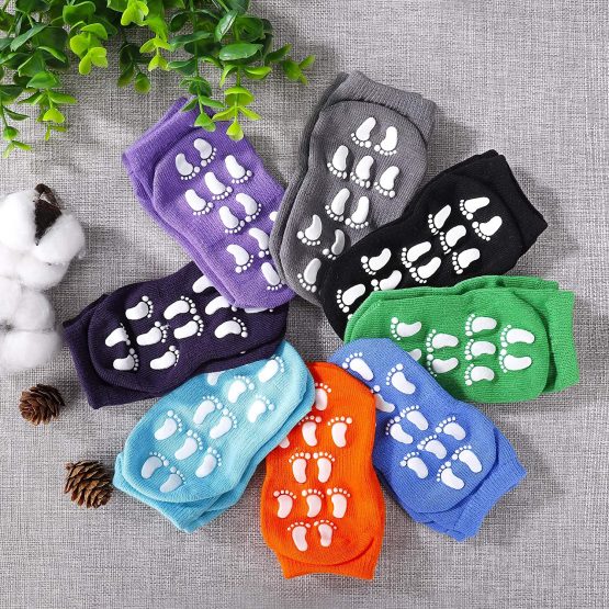 Toddler Grips Ankle Socks, Non Slip Socks for Kids, Low Cut Anti-Skid Floor Socks for 1-3 Years Baby Boys and Girls, 8 Pairs - Image 2