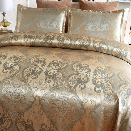 TEALP Damask Bedding Double Duvet Cover Set Rose Gold Duvet Quilt Cover with 2 Matching Pillow Cases(200 * 200, Double) - Image 2