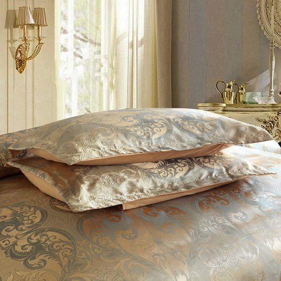 TEALP Damask Bedding Double Duvet Cover Set Rose Gold Duvet Quilt Cover with 2 Matching Pillow Cases(200 * 200, Double) - Image 3