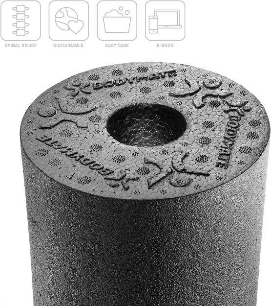 BODYMATE CARE Medium Hard Foam Roller 35 x 14 cm for Spine Relief + free E-Book - Image 2