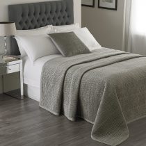 Riva Paoletti Brooklands Luxury Super King Size Bedspread - Silver Grey - Velvet Feel Quilt Design - Linen Border - 100% Polyester Filling - 265 X 265 cm (104" X 104" Inches) - Designed In The UK