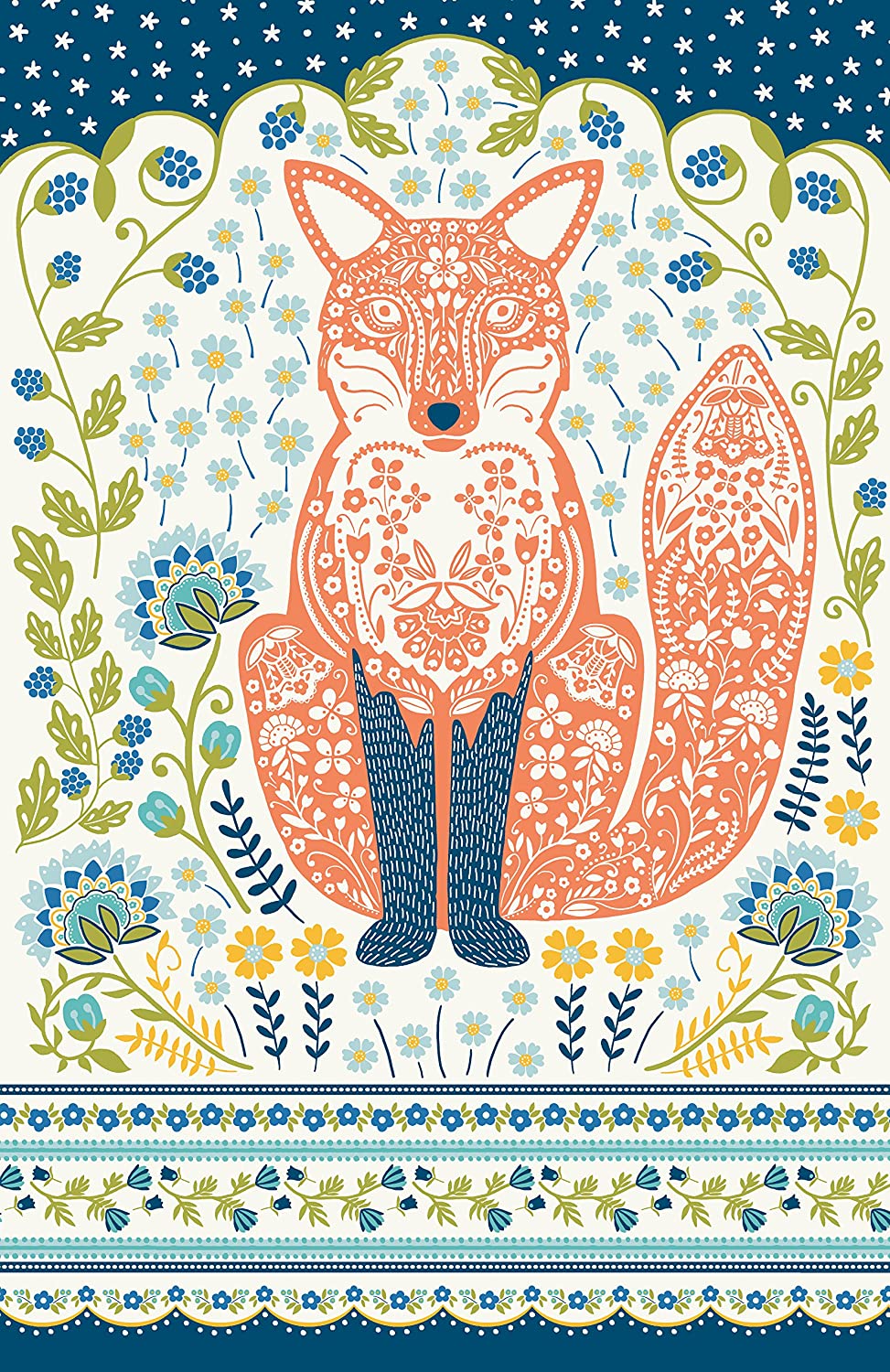 Ulster Weavers Woodland Fox Cotton Tea Towel, Blue, 73,9 x 48 cm