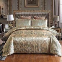TEALP Damask Bedding Double Duvet Cover Set Rose Gold Duvet Quilt Cover with 2 Matching Pillow Cases(200 * 200, Double)